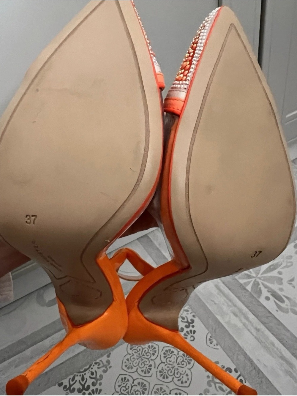 Sophia Webster Orange Clear Slingback High Heel Sandals size 37 - Picture 4 of 6